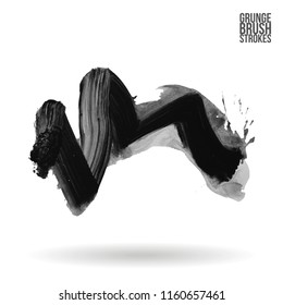 Grey brush stroke and texture. Grunge vector abstract hand - painted element. Underline and border design.