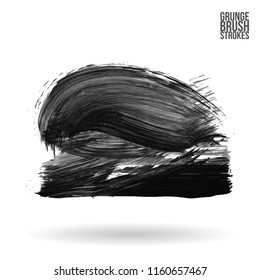 Grey brush stroke and texture. Grunge vector abstract hand - painted element. Underline and border design.