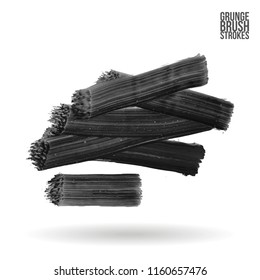 Grey brush stroke and texture. Grunge vector abstract hand - painted element. Underline and border design.