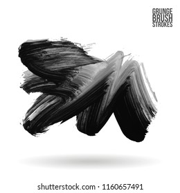 Grey brush stroke and texture. Grunge vector abstract hand - painted element. Underline and border design.