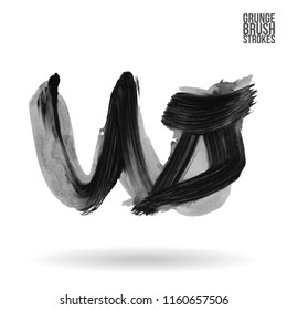 Grey brush stroke and texture. Grunge vector abstract hand - painted element. Underline and border design.