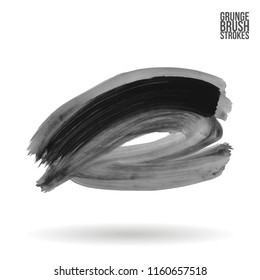 Grey brush stroke and texture. Grunge vector abstract hand - painted element. Underline and border design.