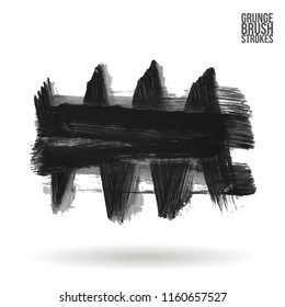 Grey brush stroke and texture. Grunge vector abstract hand - painted element. Underline and border design.