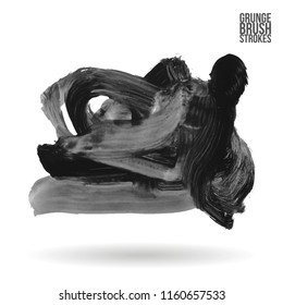 Grey brush stroke and texture. Grunge vector abstract hand - painted element. Underline and border design.