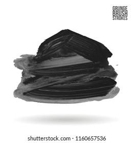 Grey brush stroke and texture. Grunge vector abstract hand - painted element. Underline and border design.
