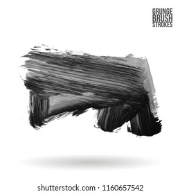 Grey brush stroke and texture. Grunge vector abstract hand - painted element. Underline and border design.
