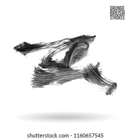 Grey brush stroke and texture. Grunge vector abstract hand - painted element. Underline and border design.