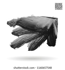 Grey brush stroke and texture. Grunge vector abstract hand - painted element. Underline and border design.