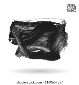 Grey brush stroke and texture. Grunge vector abstract hand - painted element. Underline and border design.