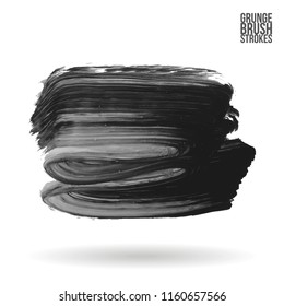 Grey brush stroke and texture. Grunge vector abstract hand - painted element. Underline and border design.