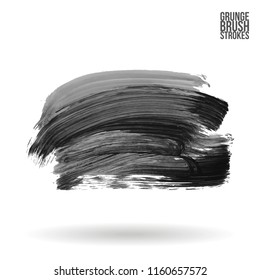 Grey brush stroke and texture. Grunge vector abstract hand - painted element. Underline and border design.
