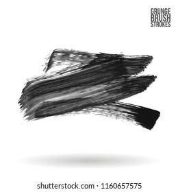 Grey brush stroke and texture. Grunge vector abstract hand - painted element. Underline and border design.