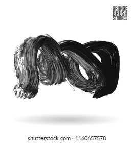 Grey brush stroke and texture. Grunge vector abstract hand - painted element. Underline and border design.
