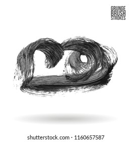 Grey brush stroke and texture. Grunge vector abstract hand - painted element. Underline and border design.