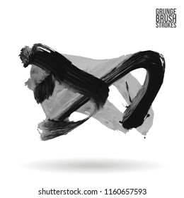 Grey brush stroke and texture. Grunge vector abstract hand - painted element. Underline and border design.