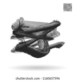 Grey brush stroke and texture. Grunge vector abstract hand - painted element. Underline and border design.