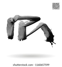 Grey brush stroke and texture. Grunge vector abstract hand - painted element. Underline and border design.