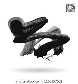 Grey brush stroke and texture. Grunge vector abstract hand - painted element. Underline and border design.