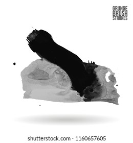 Grey brush stroke and texture. Grunge vector abstract hand - painted element. Underline and border design.