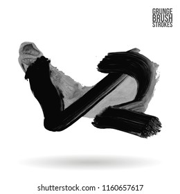 Grey brush stroke and texture. Grunge vector abstract hand - painted element. Underline and border design.