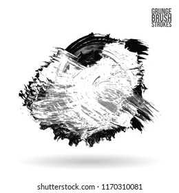 Grey brush stroke and texture. Grunge vector abstract hand - painted element. Underline and border design.