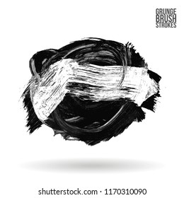 Grey brush stroke and texture. Grunge vector abstract hand - painted element. Underline and border design.