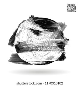 Grey brush stroke and texture. Grunge vector abstract hand - painted element. Underline and border design.