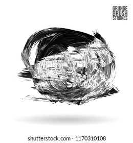 Grey brush stroke and texture. Grunge vector abstract hand - painted element. Underline and border design.