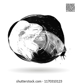 Grey brush stroke and texture. Grunge vector abstract hand - painted element. Underline and border design.