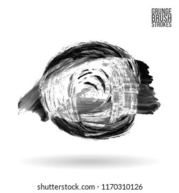 Grey brush stroke and texture. Grunge vector abstract hand - painted element. Underline and border design.