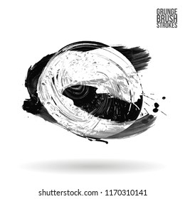Grey brush stroke and texture. Grunge vector abstract hand - painted element. Underline and border design.