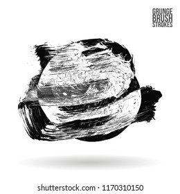 Grey brush stroke and texture. Grunge vector abstract hand - painted element. Underline and border design.