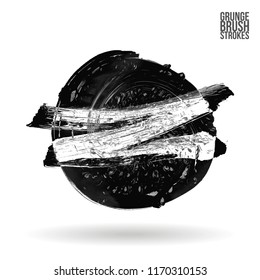Grey brush stroke and texture. Grunge vector abstract hand - painted element. Underline and border design.