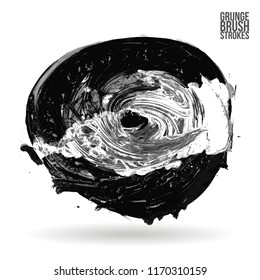 Grey brush stroke and texture. Grunge vector abstract hand - painted element. Underline and border design.