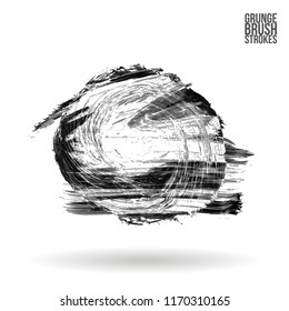 Grey brush stroke and texture. Grunge vector abstract hand - painted element. Underline and border design.