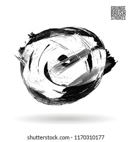Grey brush stroke and texture. Grunge vector abstract hand - painted element. Underline and border design.