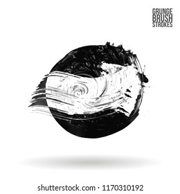 Grey brush stroke and texture. Grunge vector abstract hand - painted element. Underline and border design.