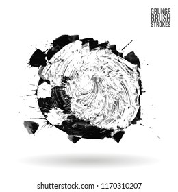 Grey brush stroke and texture. Grunge vector abstract hand - painted element. Underline and border design.