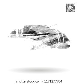 Grey brush stroke and texture. Grunge vector abstract hand - painted element. Underline and border design.