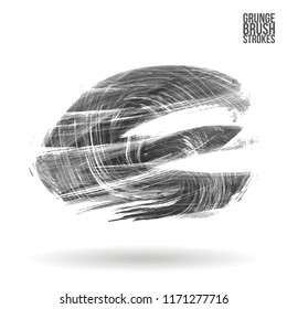 Grey brush stroke and texture. Grunge vector abstract hand - painted element. Underline and border design.