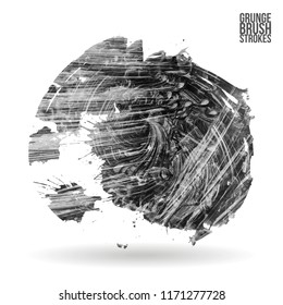 Grey brush stroke and texture. Grunge vector abstract hand - painted element. Underline and border design.