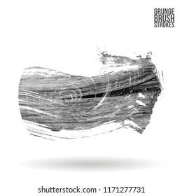Grey brush stroke and texture. Grunge vector abstract hand - painted element. Underline and border design.