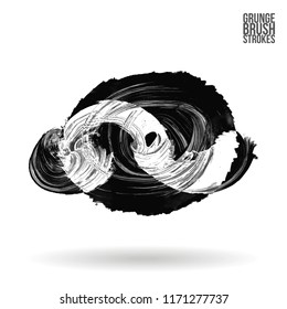 Grey brush stroke and texture. Grunge vector abstract hand - painted element. Underline and border design.