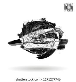 Grey brush stroke and texture. Grunge vector abstract hand - painted element. Underline and border design.
