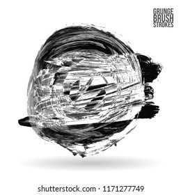 Grey brush stroke and texture. Grunge vector abstract hand - painted element. Underline and border design.