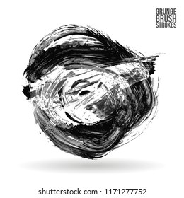 Grey brush stroke and texture. Grunge vector abstract hand - painted element. Underline and border design.