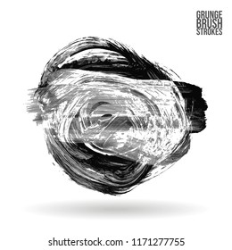 Grey brush stroke and texture. Grunge vector abstract hand - painted element. Underline and border design.