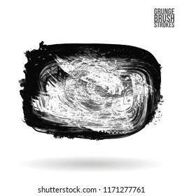 Grey brush stroke and texture. Grunge vector abstract hand - painted element. Underline and border design.