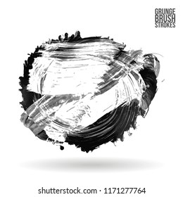 Grey brush stroke and texture. Grunge vector abstract hand - painted element. Underline and border design.