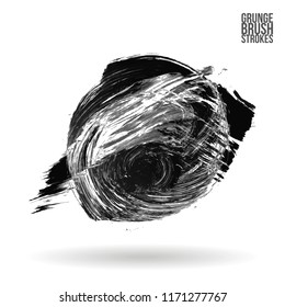 Grey brush stroke and texture. Grunge vector abstract hand - painted element. Underline and border design.